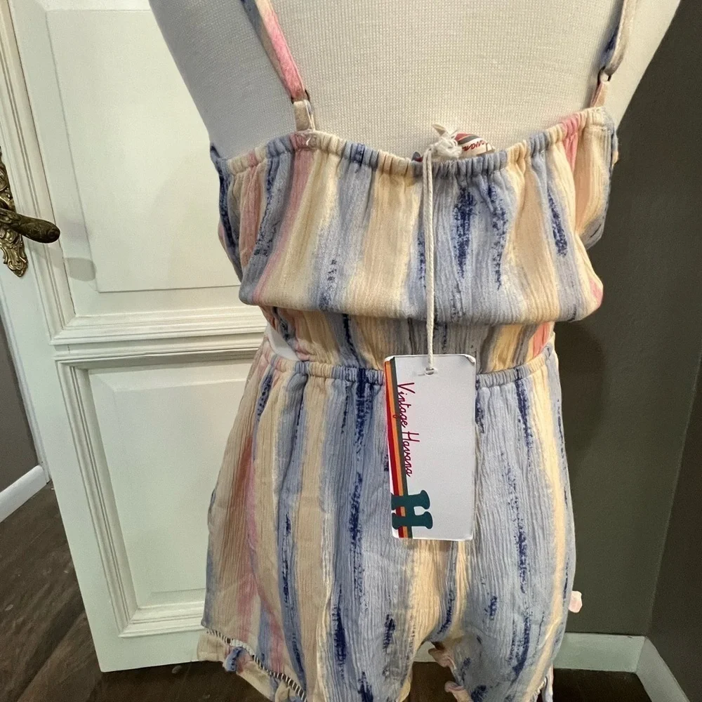 NWT Vintage Havana Pastel Stripe Cut Out Romper